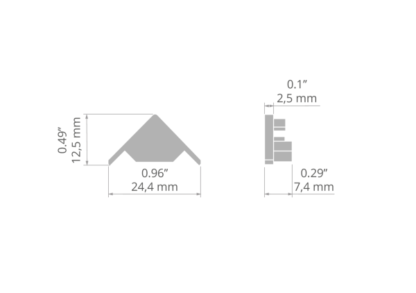 Profilverschluss für LED Leiste mit dreieckiger Abdeckung für moderne Lichtlinien